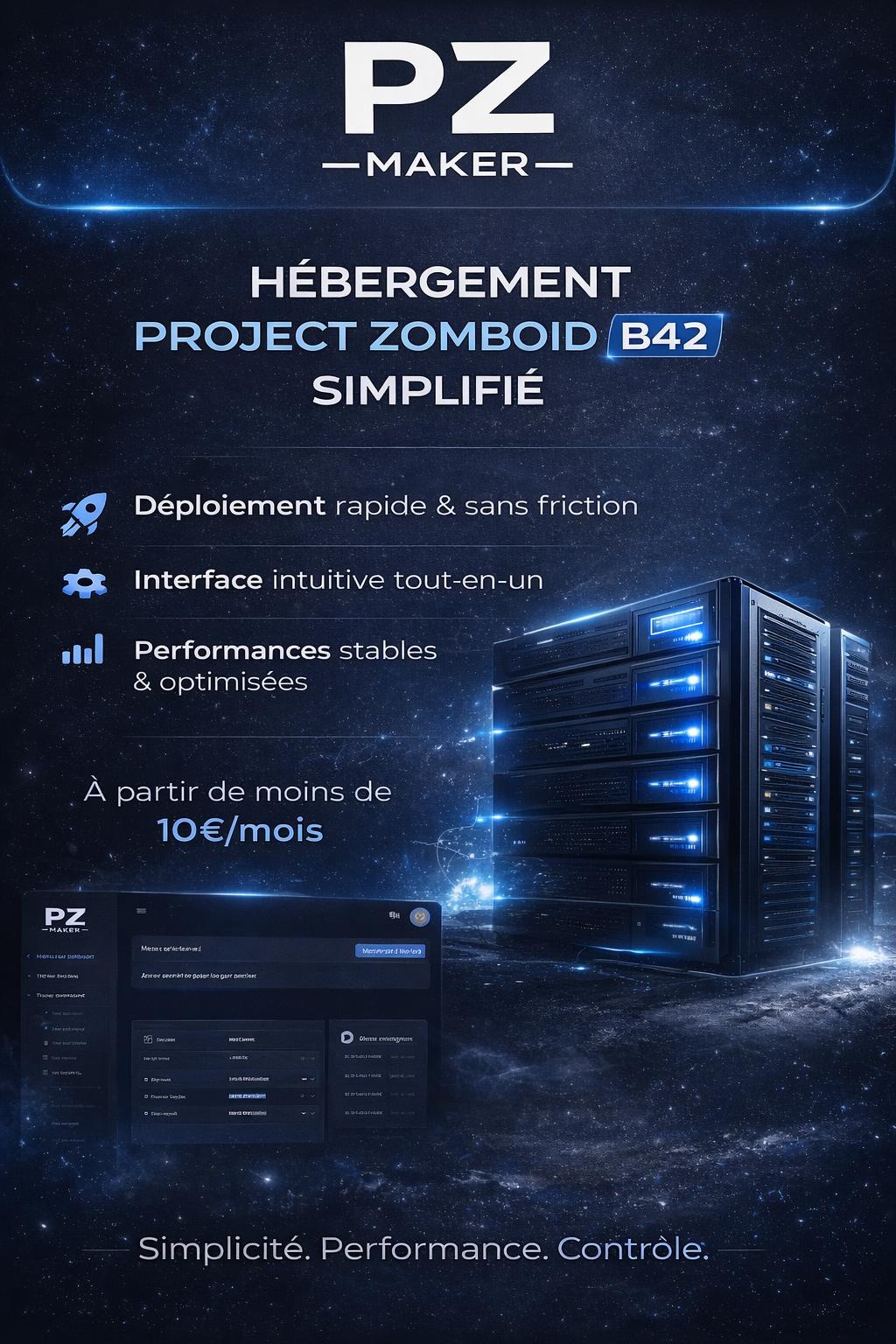Visuel PZ Maker - Hébergement Project Zomboid B42 simplifié